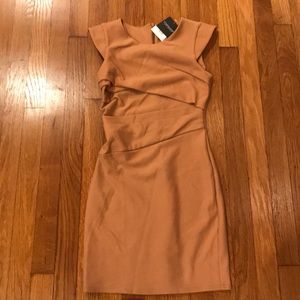Topshop tan bodycon sexy work dress NWT